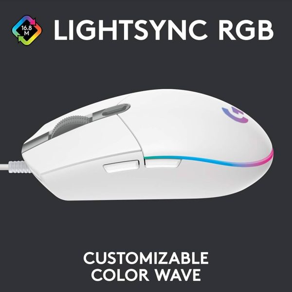 LOGITECH SOURIS GAMING CORDED G102 LIGHTSYNC - WHITE - USB – Image 3