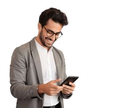 Homme utilisant un smartphone, élégant.